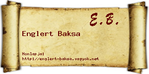 Englert Baksa névjegykártya